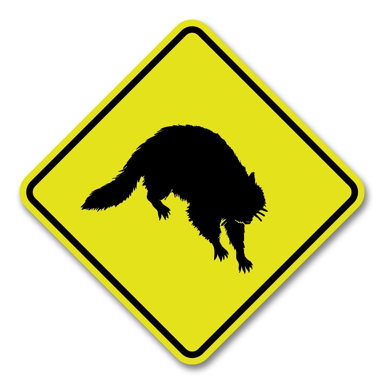 Raccoon Crossing Yellow Aluminum Indoor Outdoor Road Sign Animal Caution Safety