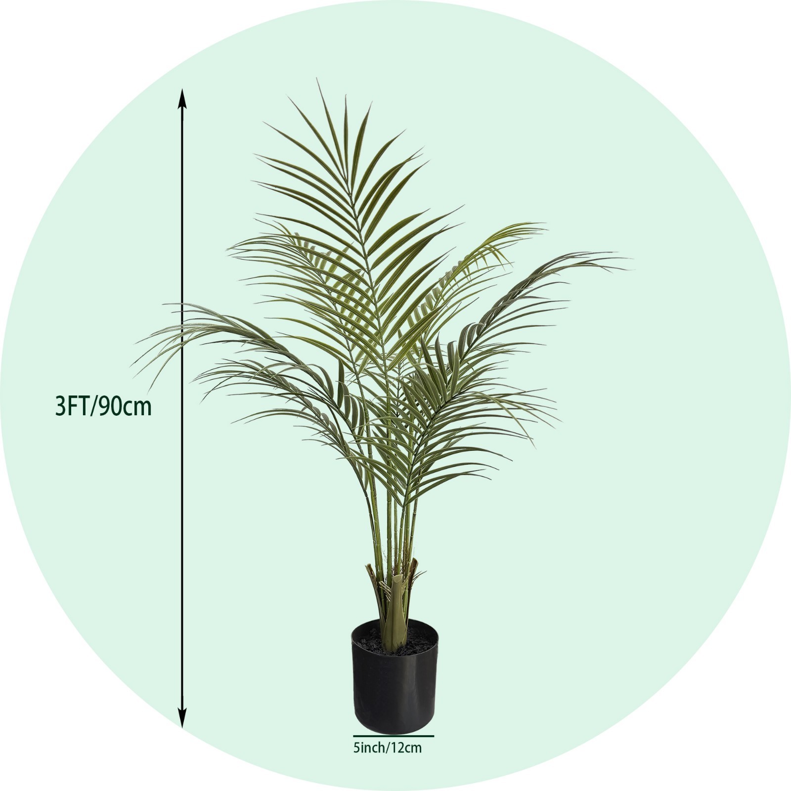 90 cm 2 Pack Artificial Areca Palm Realistic Fake Plant for Indoor Home Garden