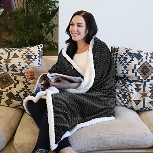 Sherpa Throws Blanket, Super Soft Comfy Fluffy Sherpa Throw (50×60 Inch) Black
