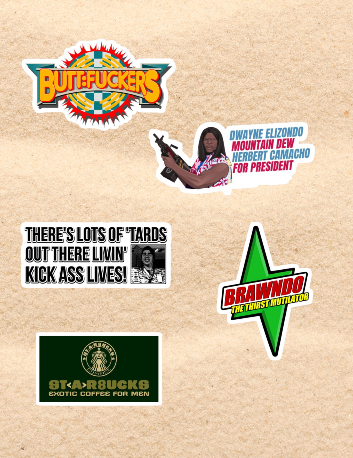 Idiocracy 2000&rsquo;s Movie 4pc Sticker Pack