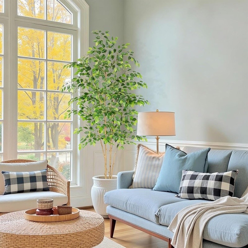 Artificial Ficus Tree Indoor Decorative Plant Realistic Faux Greenery Easy Care