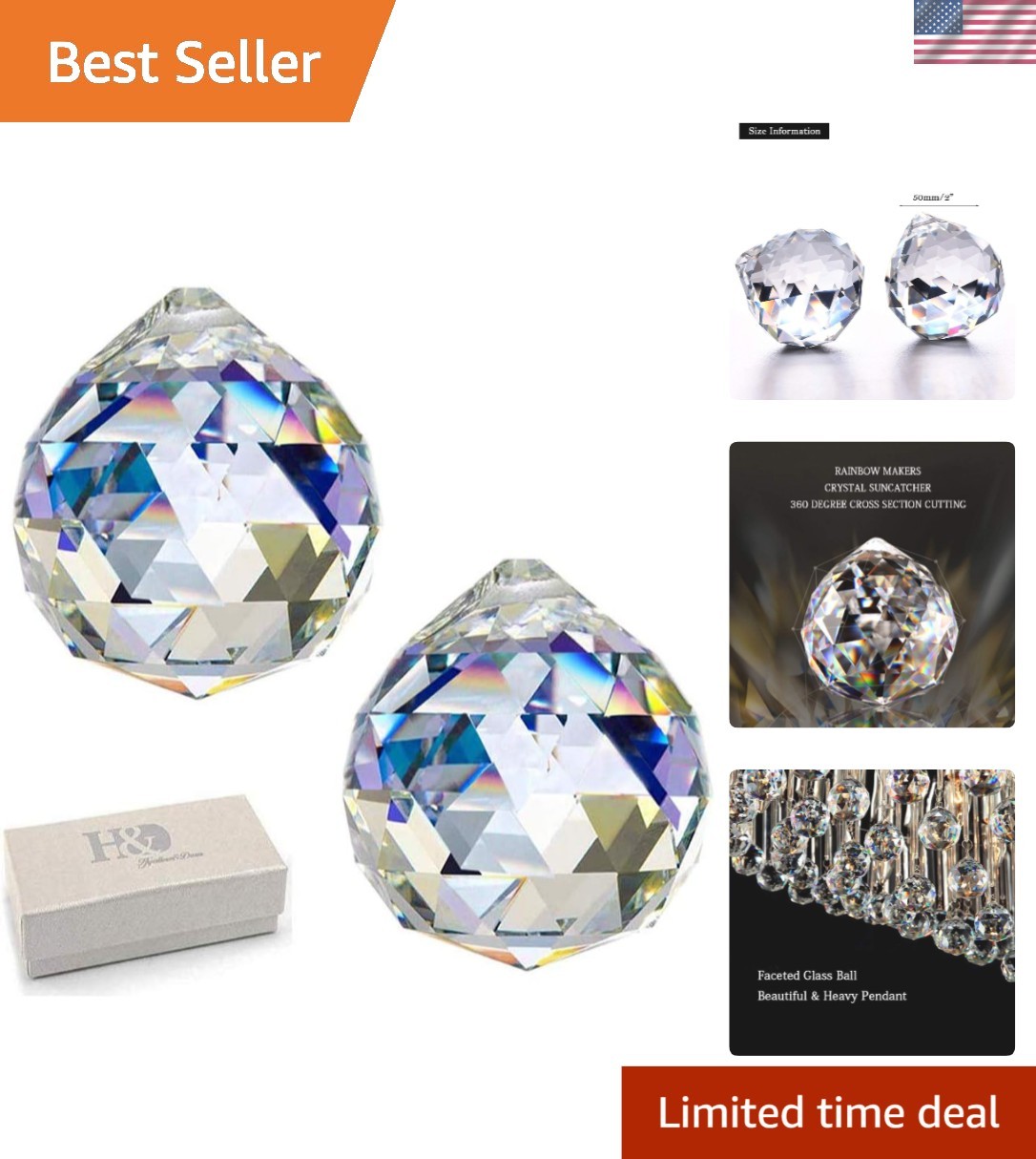 Elegant 2-Inch Crystal Ball Suncatcher – Create Stunning Rainbows Anywhere