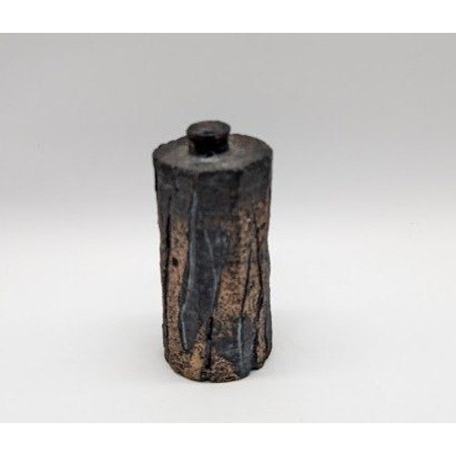 Vtg Signed Studio Pottery Brutalist Bud Vase Weed Pot 3.5&Prime; Textured Ceramic MCM