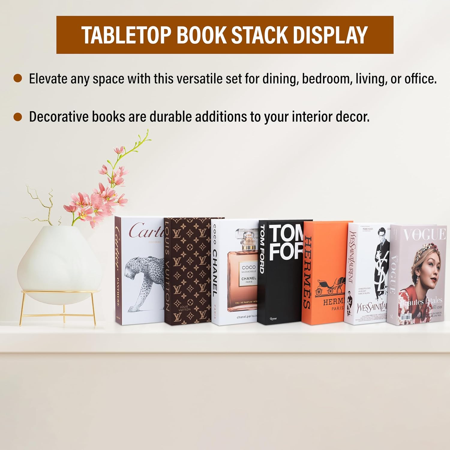 Luxe Large | 4 PCS Decorative Books for Home Decor | Coffee Table Book Decor | F