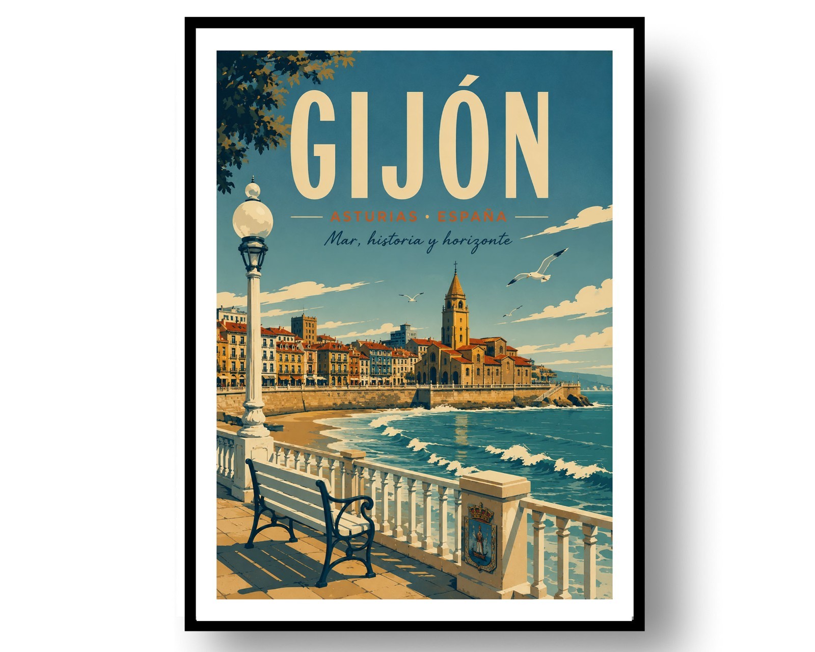 Gijón Travel Poster Print, Wall Decor