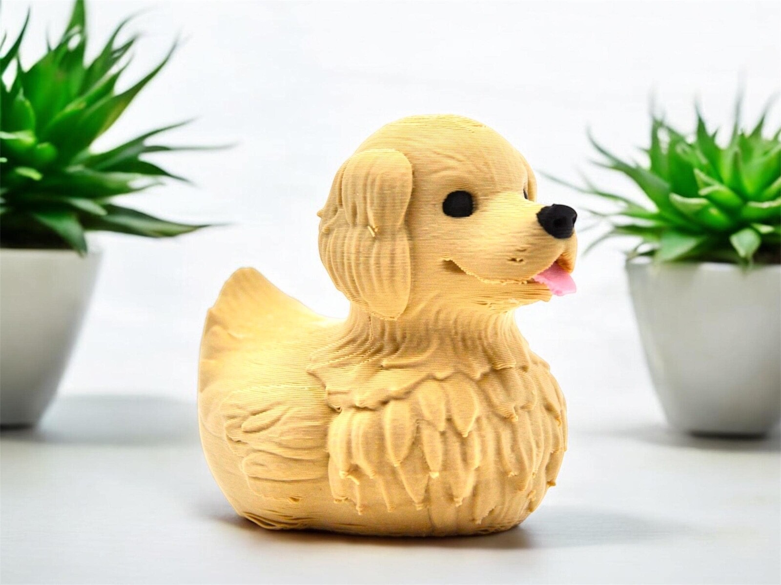 Golden & White Retriever Duck Figurine – 3D Printed Jeep Cruise Desk Décor | USA