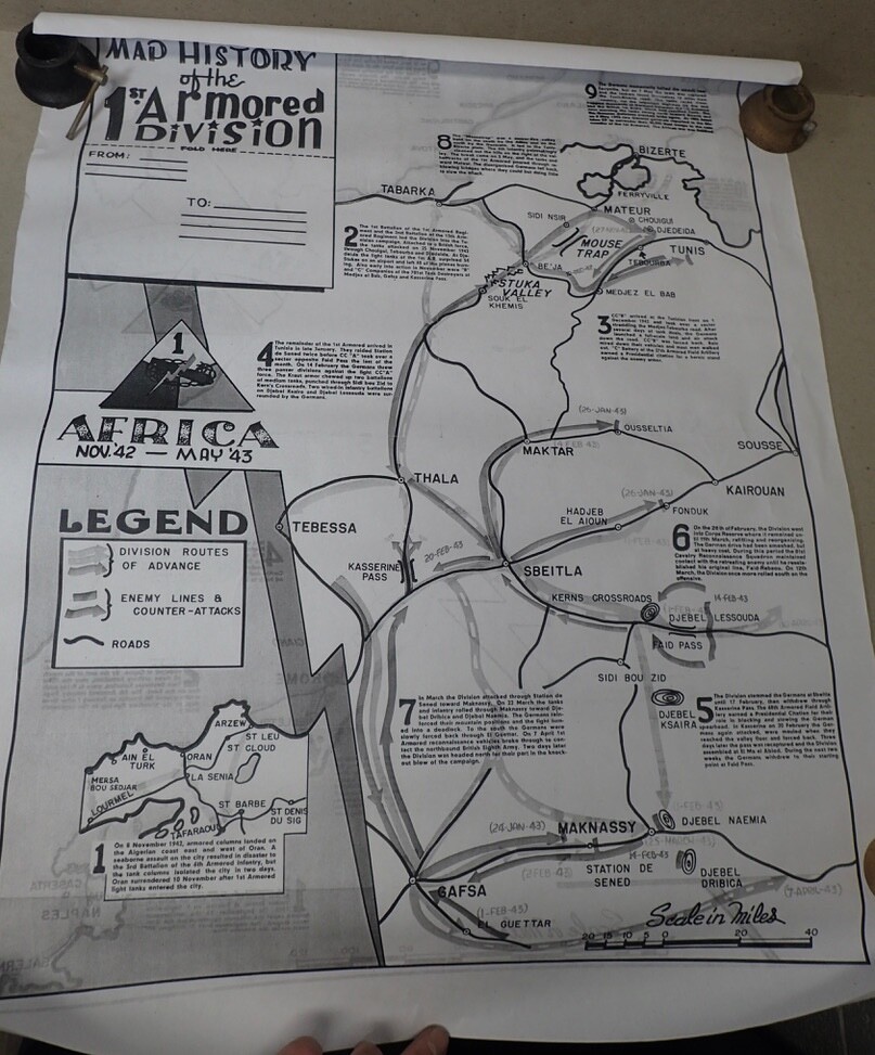 WWII 1942-43 Africa Facsimile Map « Map History Of The 1st. Armored Division »