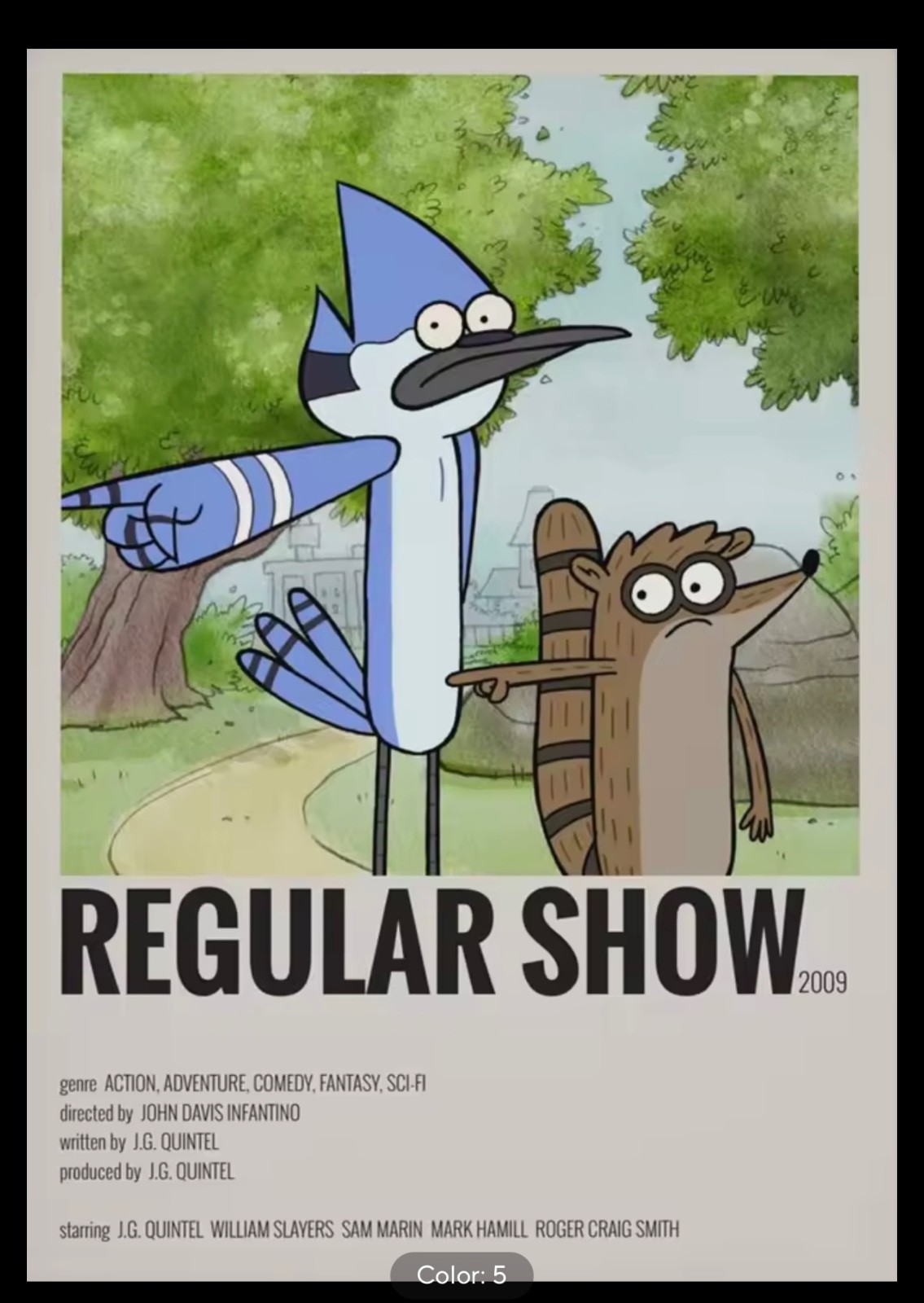 Regular Show Poster Mordecai Rigby Wall Art Cartoon Room Decor Unframed Print
