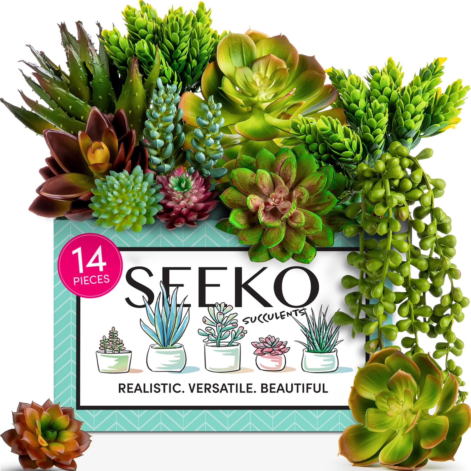 14-Pack Artificial Succulents Unpotted Realistic Faux Plants for DIY Decor