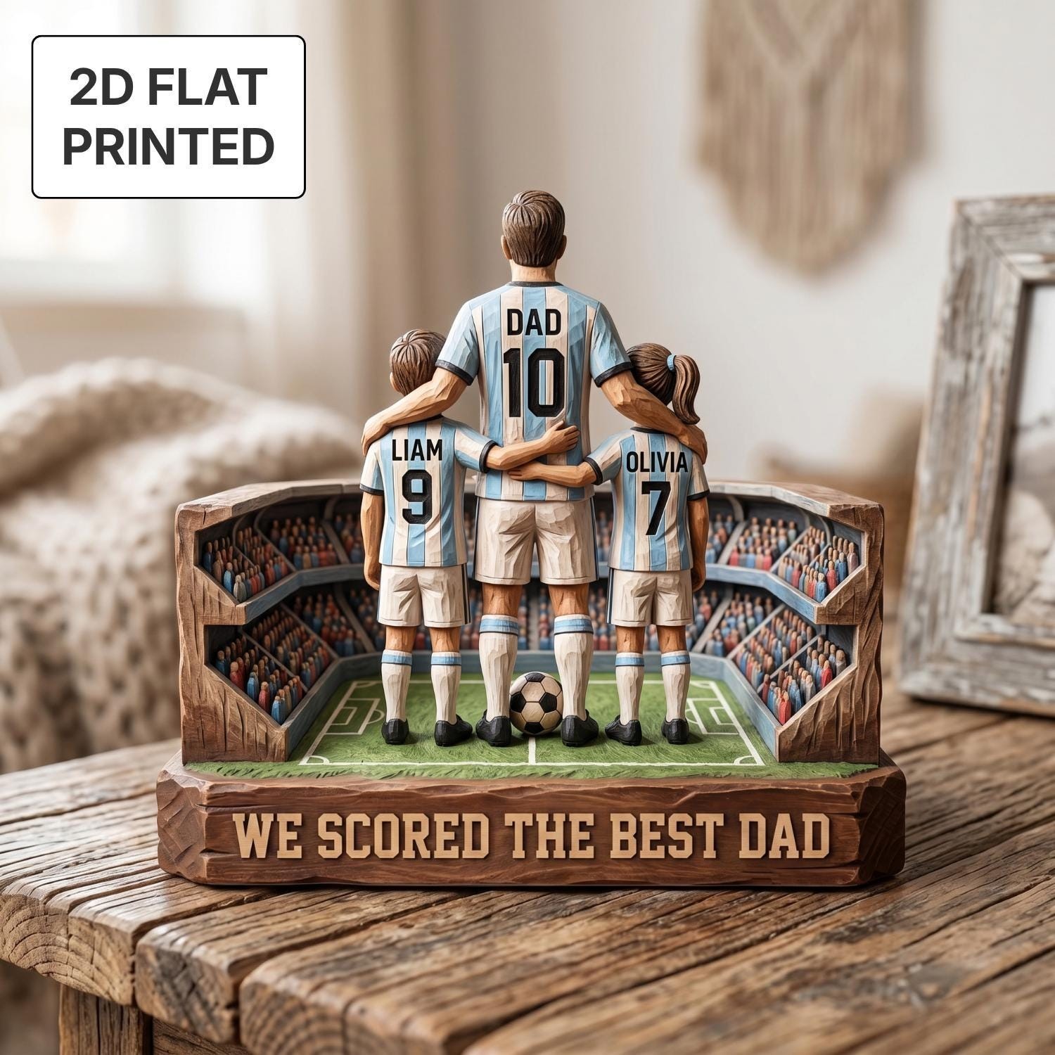 Personalized Soccer Dad & Kids Wooden Block Custom Jersey Sign Father&rsquo;s Day Gift