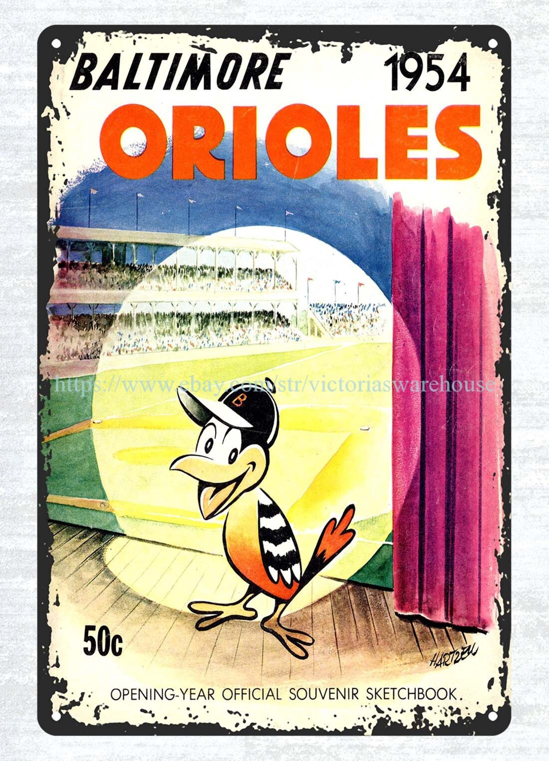 home decor 1954 yearbook cover baseball sports metal tin sign