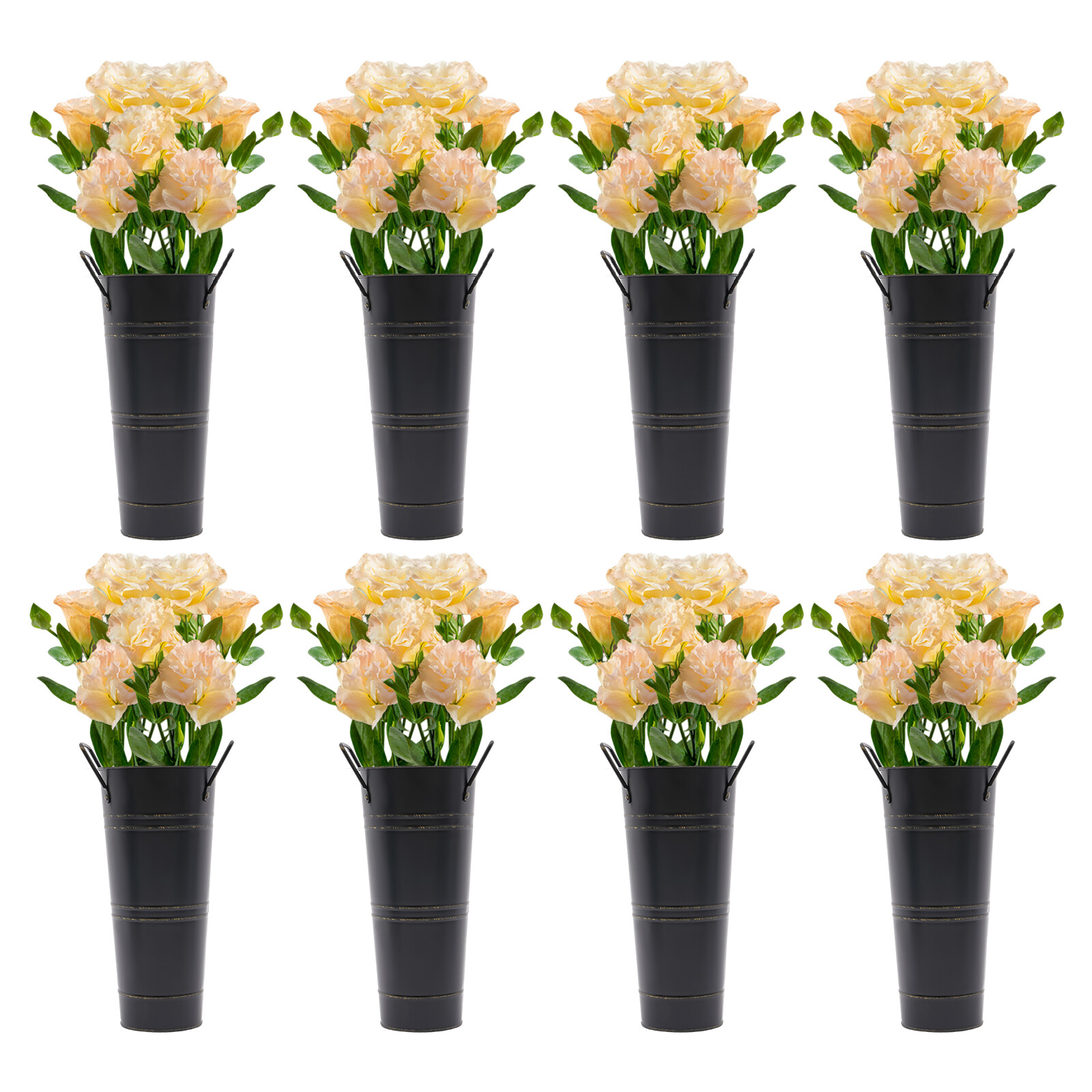 8-Pack Black Galvanized Metal Bucket Vases For Elegant Flower Arrangements