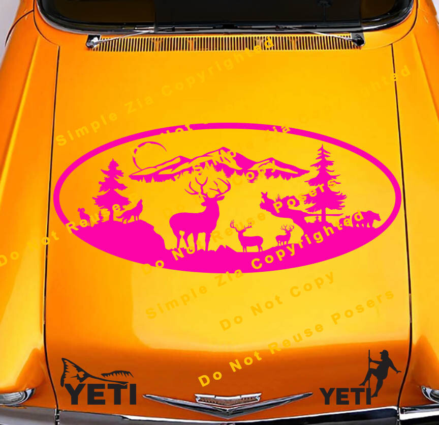 – Deer Oval Bucks Scenery Car Truck Tractor Mower Sticker Decal Vinyl Decal
