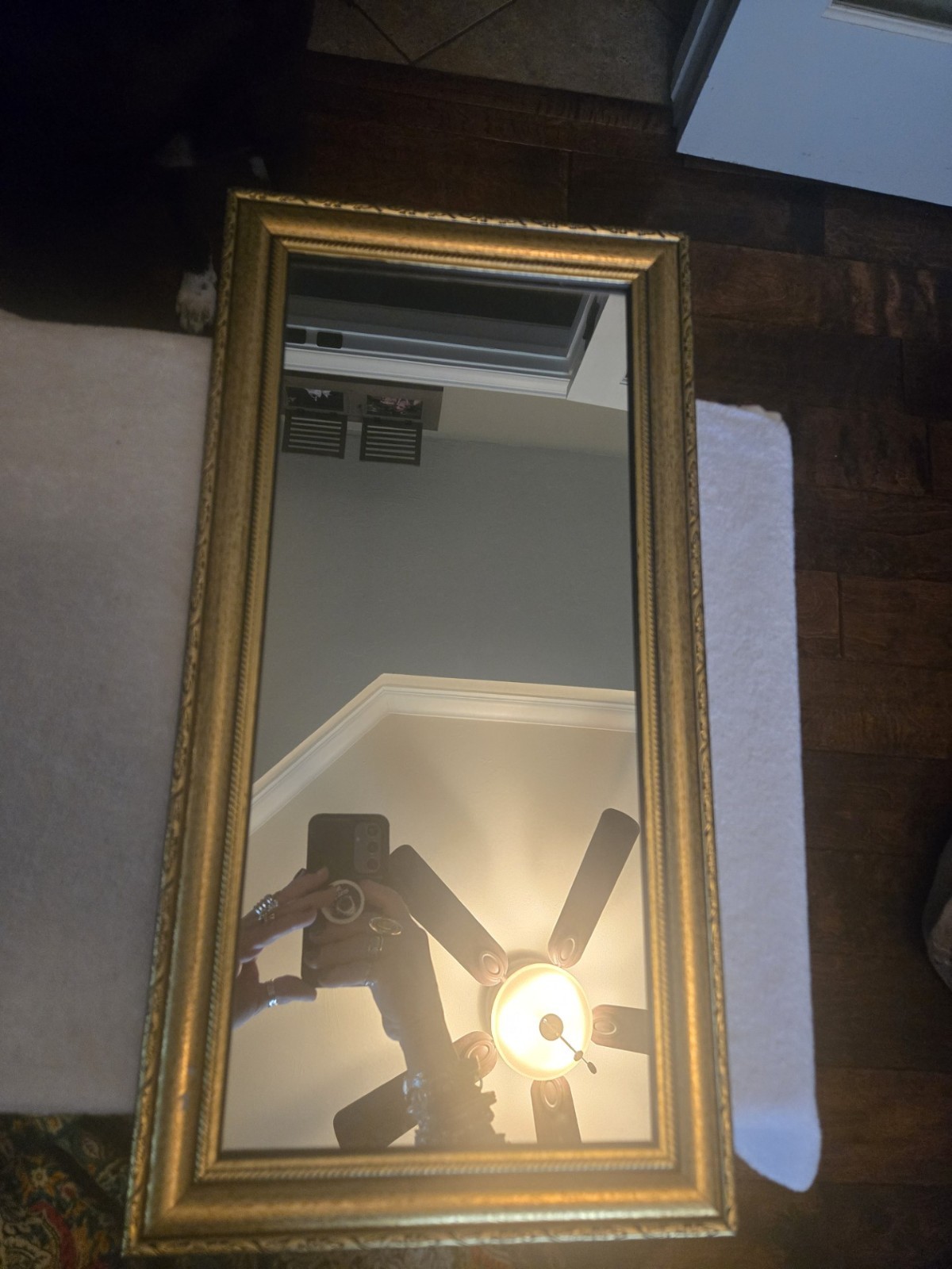 ornate gold colored mirror 20.5×10