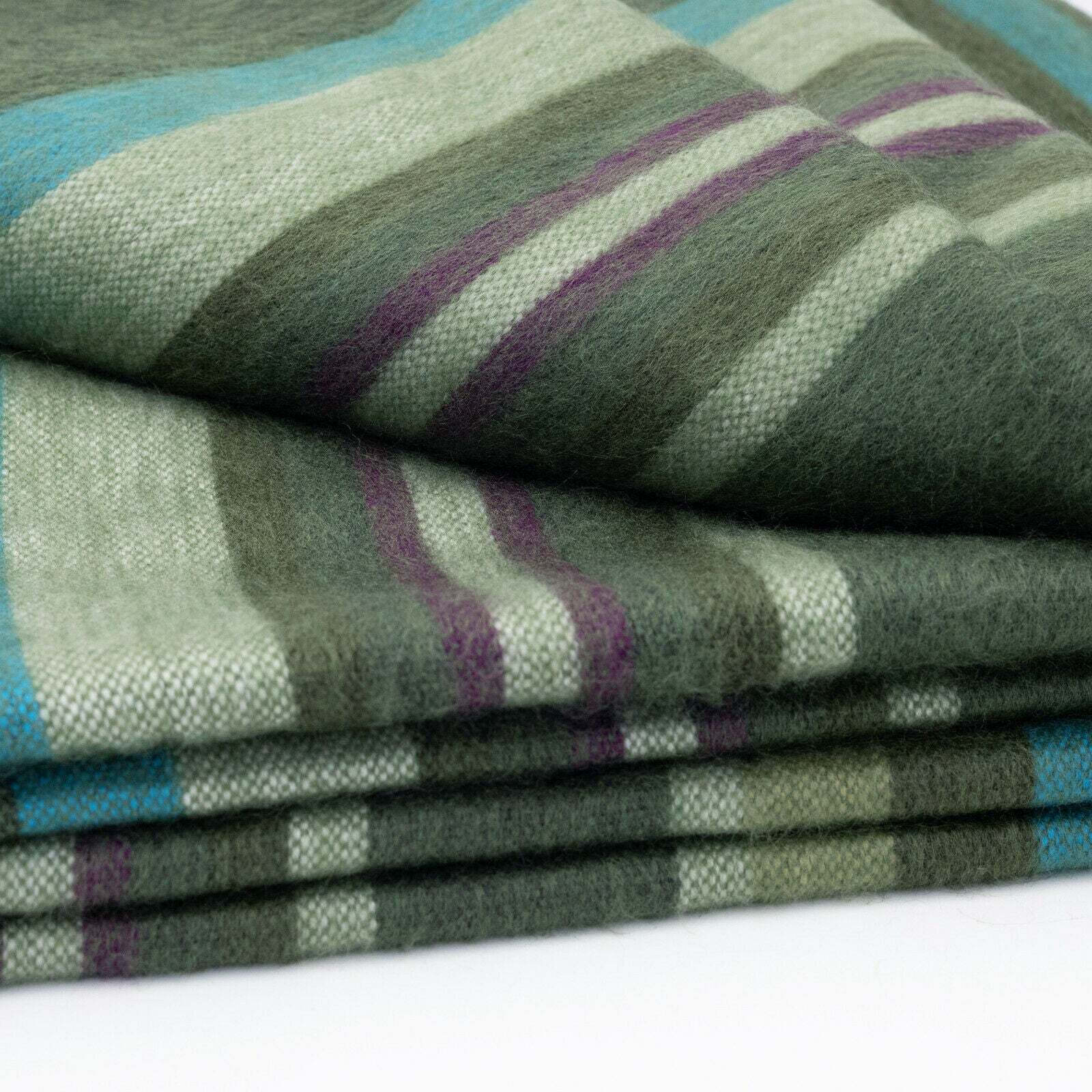 SOFT & WARM STRIPED ALPACA LLAMA WOOL BLANKET QUEEN BED SOFA OLIVE GREEN