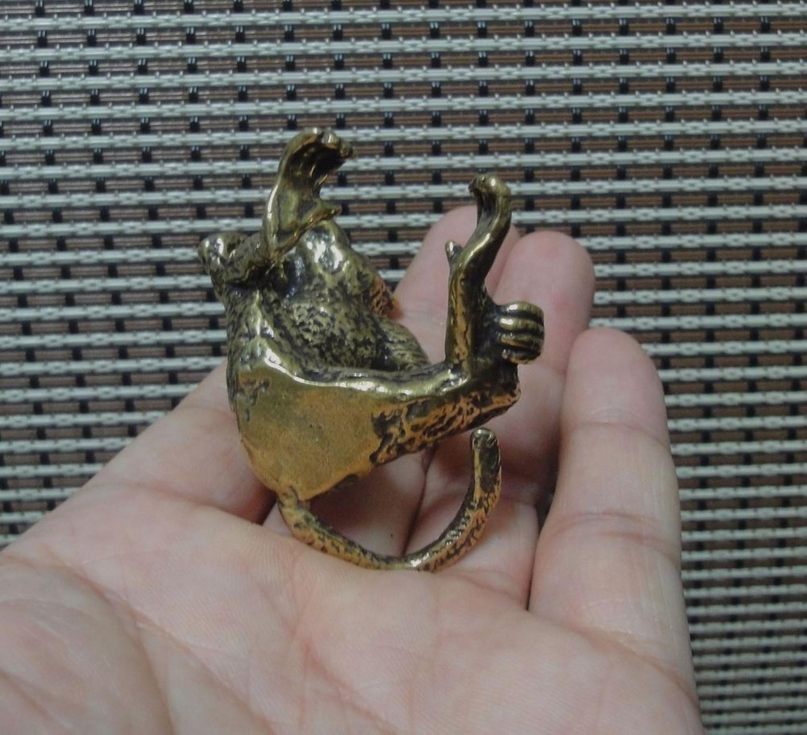 Solid Brass Monkey Figurine Vintage Bronze Color Thinker Statue for Home Decor