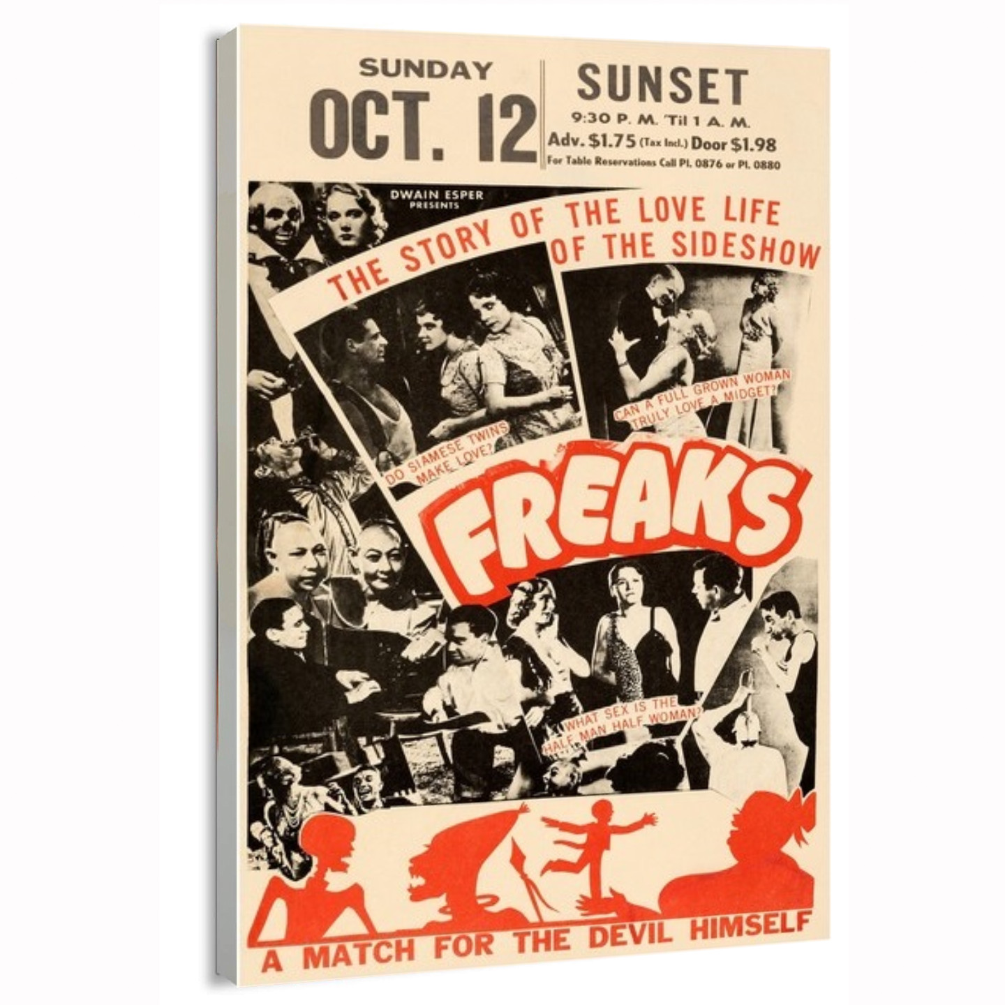 1949 Freaks Pop Culture Poster or Canvas Home Decor Art Print