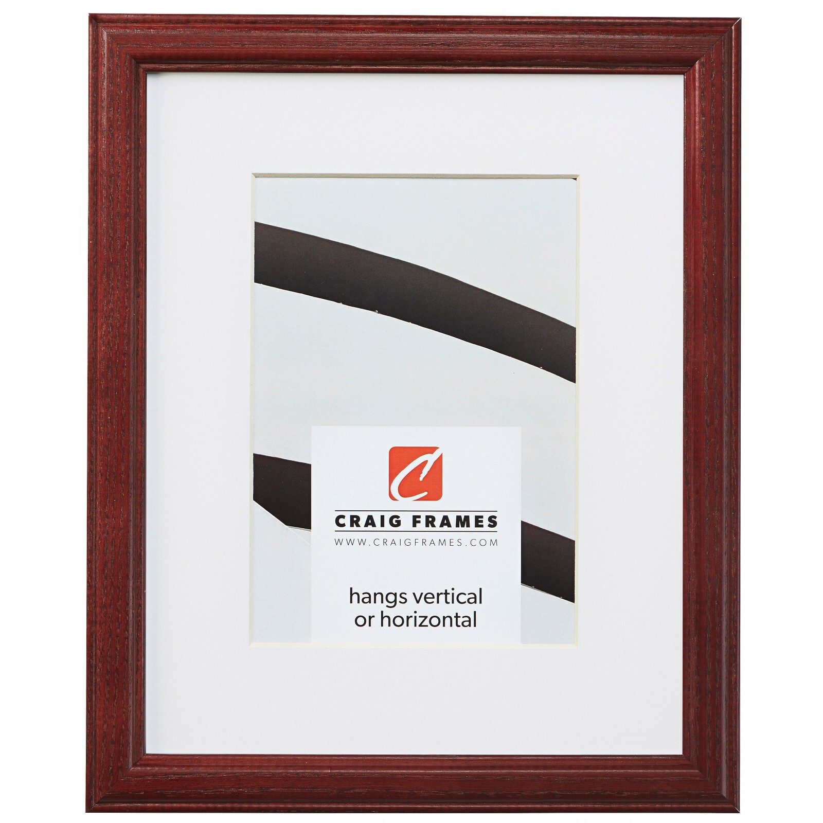 Craig Frames Wiltshire 236, Simple Red Hardwood Picture Frame With Single Mat