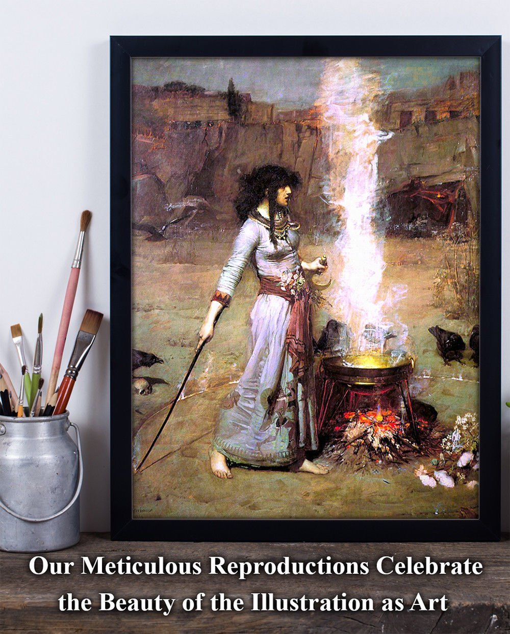 Magic Circle (The Witch) by John William Waterhouse – 11×14 Unframed Art Print –