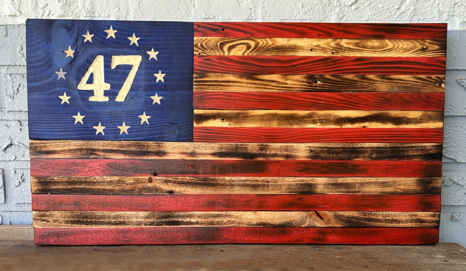 Handcrafted Wooden American Flag-13.5 x 25.5 47th president