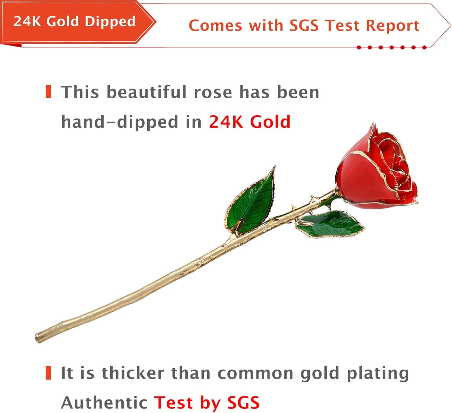 24K Gold Dipped Rose Made from Real Rose – Unique Design for Anniversary, Valent