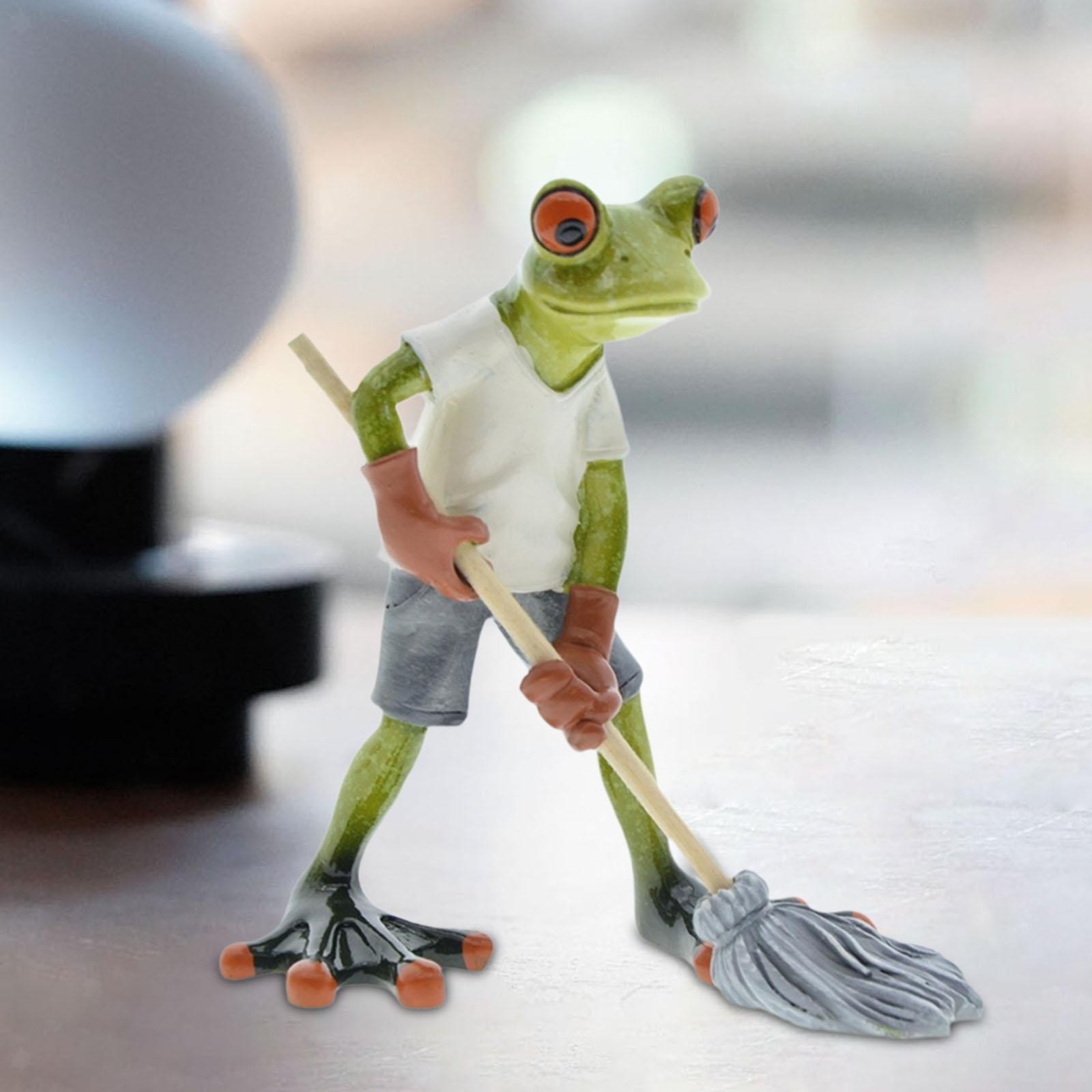 Frog Garden Statue Frog Figurine Artwork Sculpture for Bedroom Office Garden