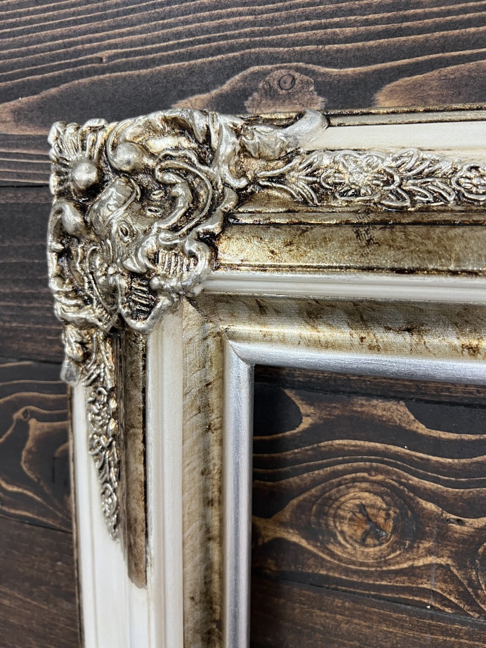 12 X 18 In Stock-Classic ornate wood frame, White frame, silver leaf frame.