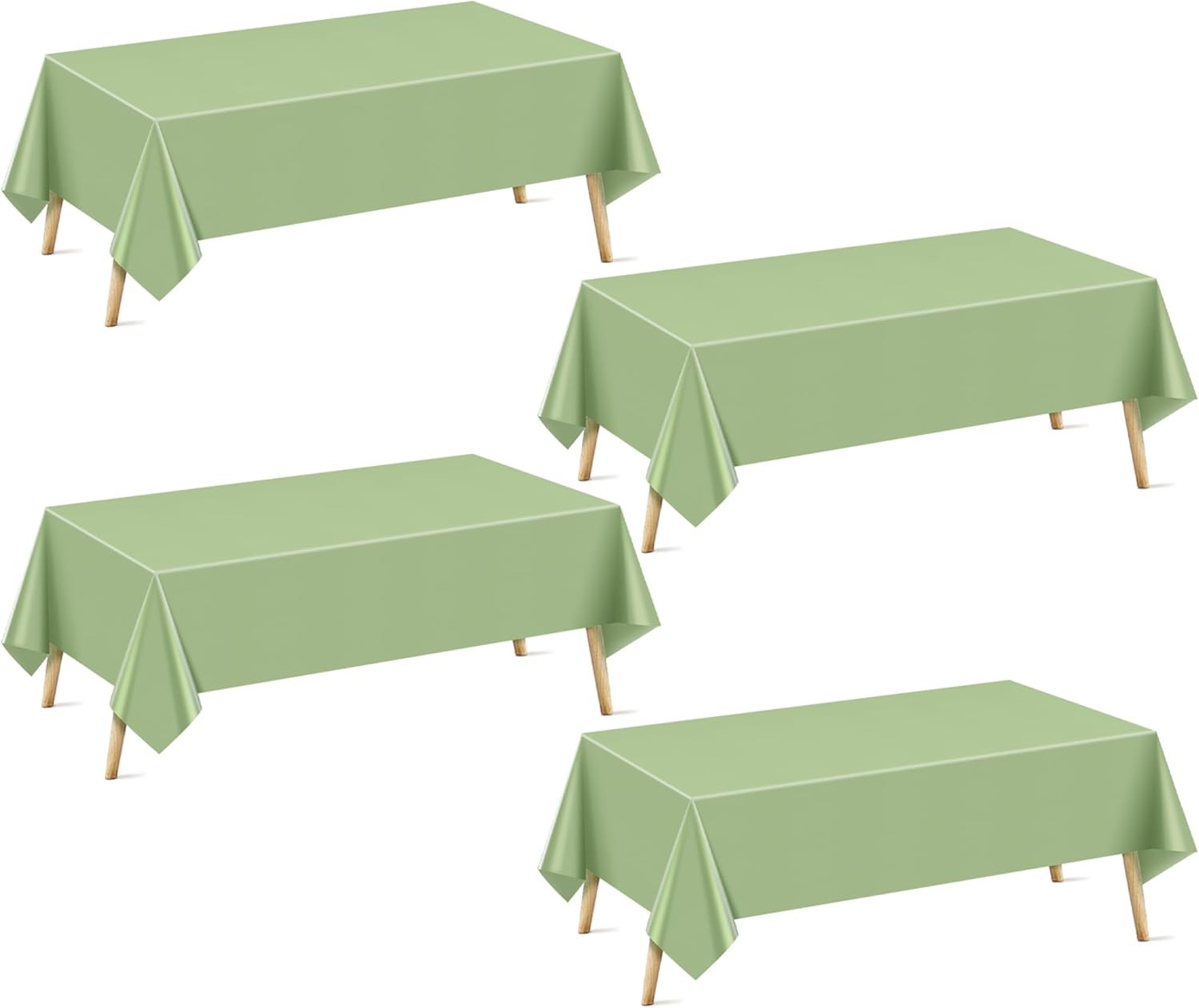 4 Pieces Sage Green Plastic Tablecloth, 54×72 » Solid Color Waterproof &