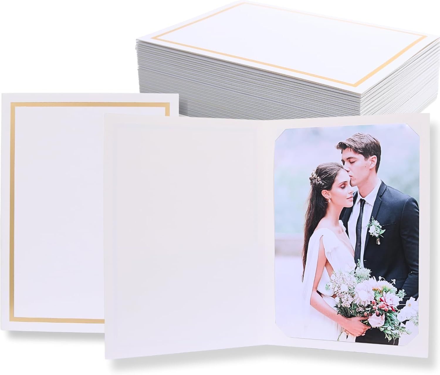 50 Count Photo Folders for 4X6 or 5X7 Pictures, Paper Picture Frames, Cardboard
