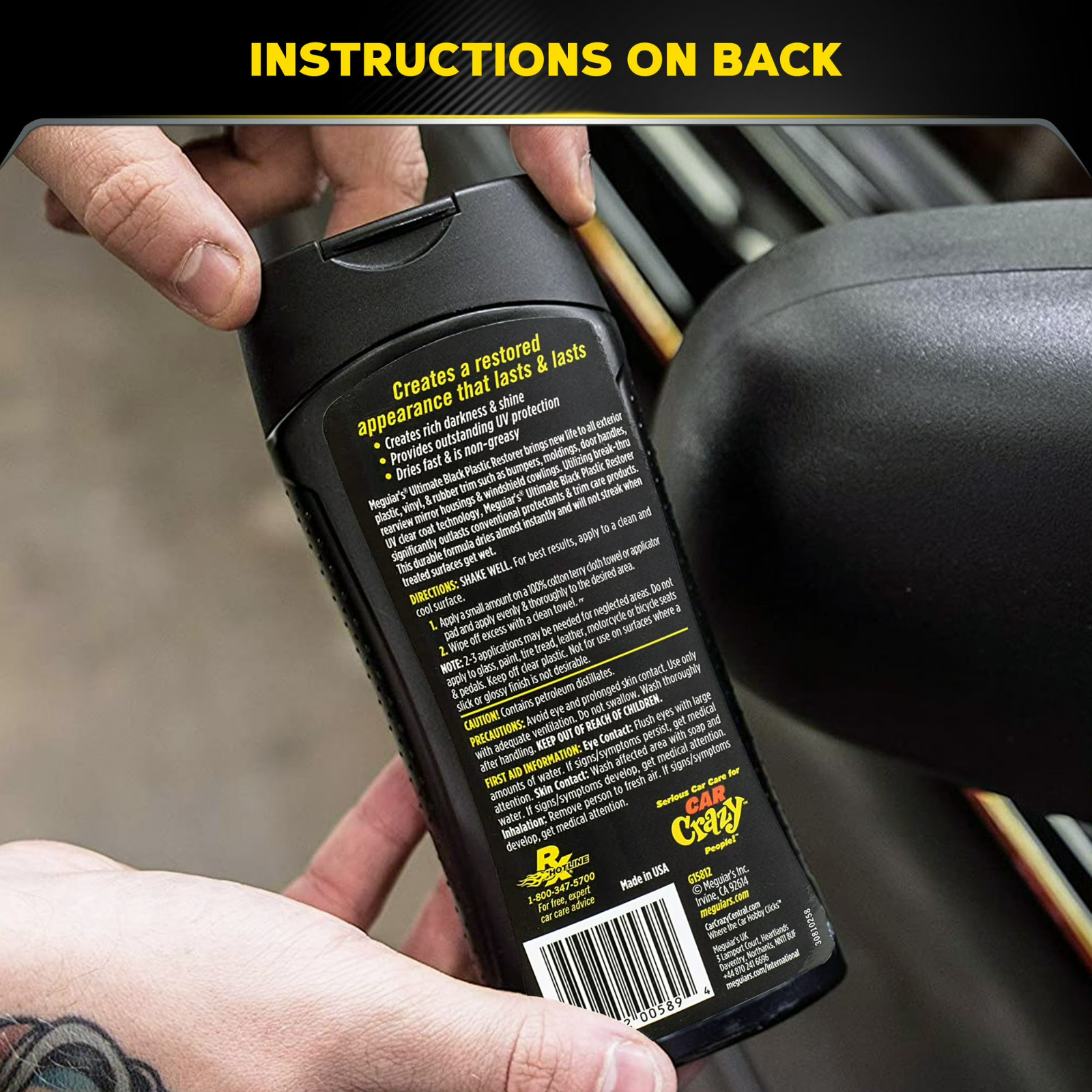 Meguiar&rsquo;s Ultimate Black Plastic Restorer, Durable Car Restorer for 12 oz.