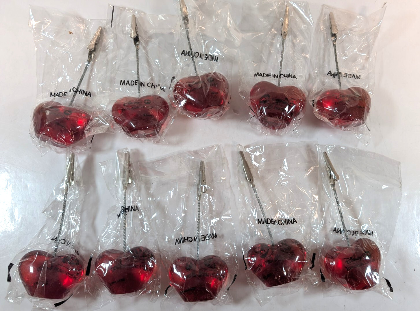 10 Heart Shaped Red Acrylic Plastic Picture Or Note holders