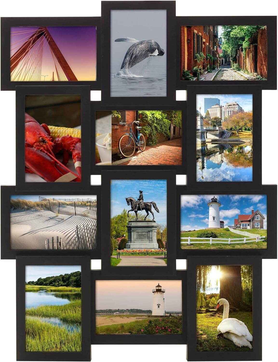 12-Opening Wall Mount Collage Frame – 4×6 & 6×4 Photos in Bold Black Finish