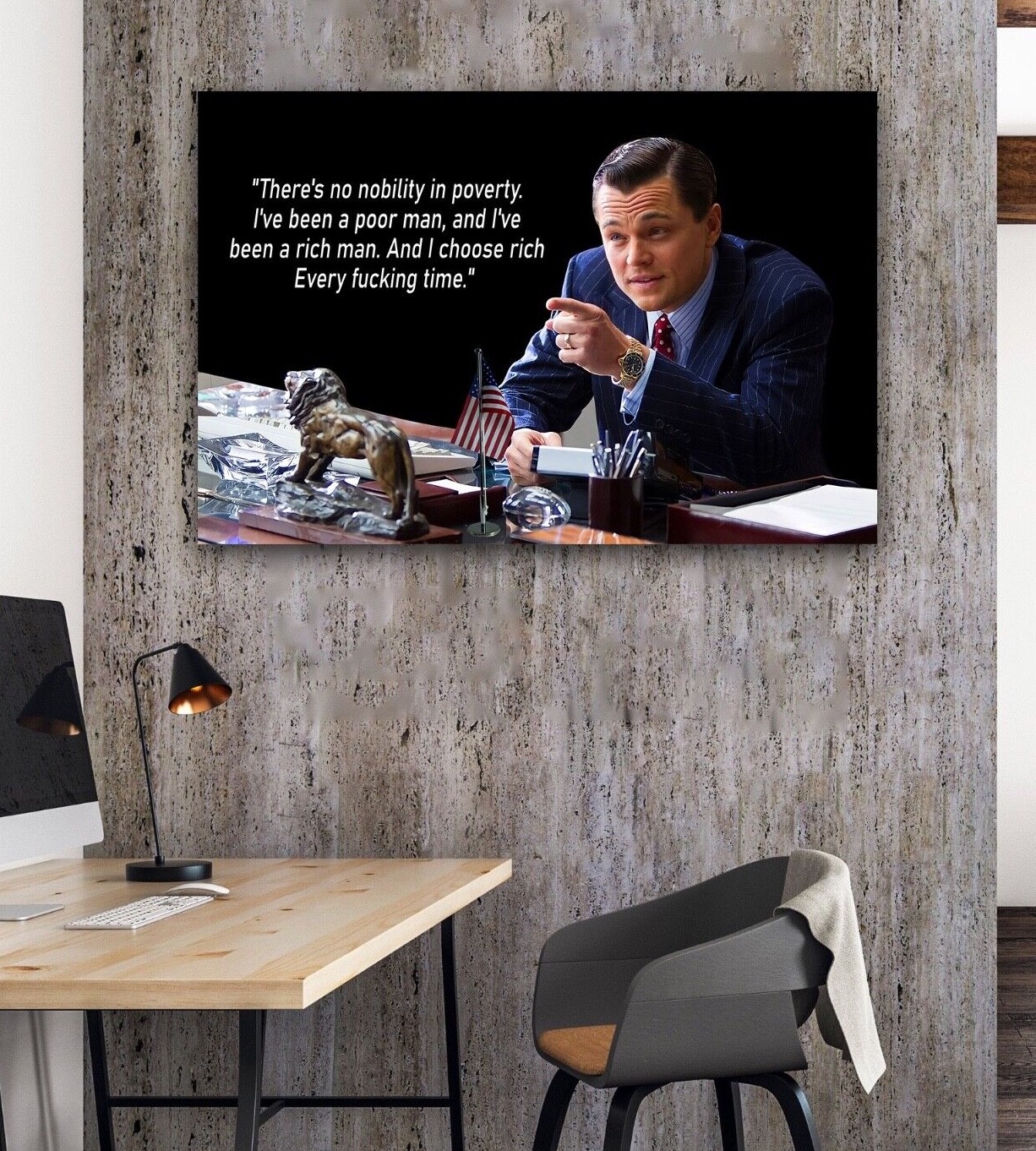 Wolf of Wall Street Framed Canvas Movie Poster Motivational Leonardo DiCaprio