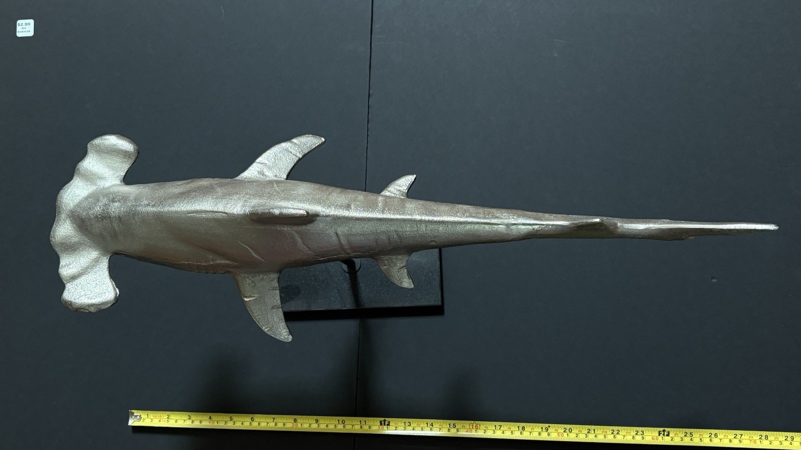 Rare Vintage Hammer Head Shark Metal Sculpture Silver Color 24-Inch Collectible