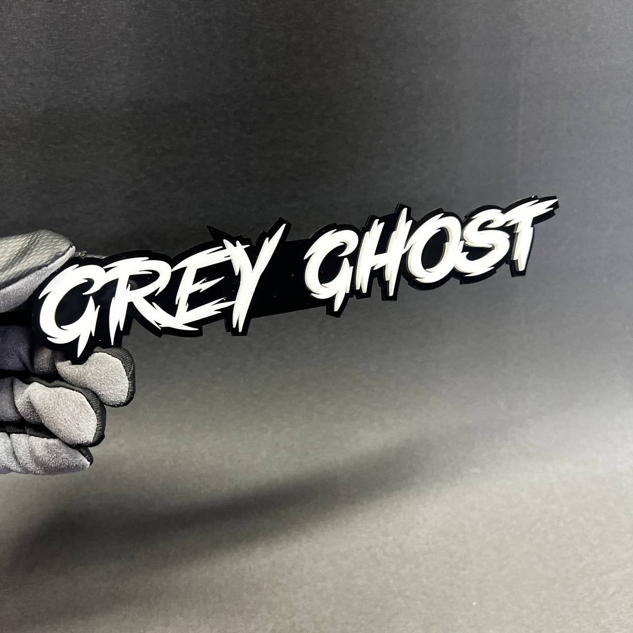 1x GREY GHOST Custom Text 3D Acrylic Car Emblem Badge Multicolor Fender Decal