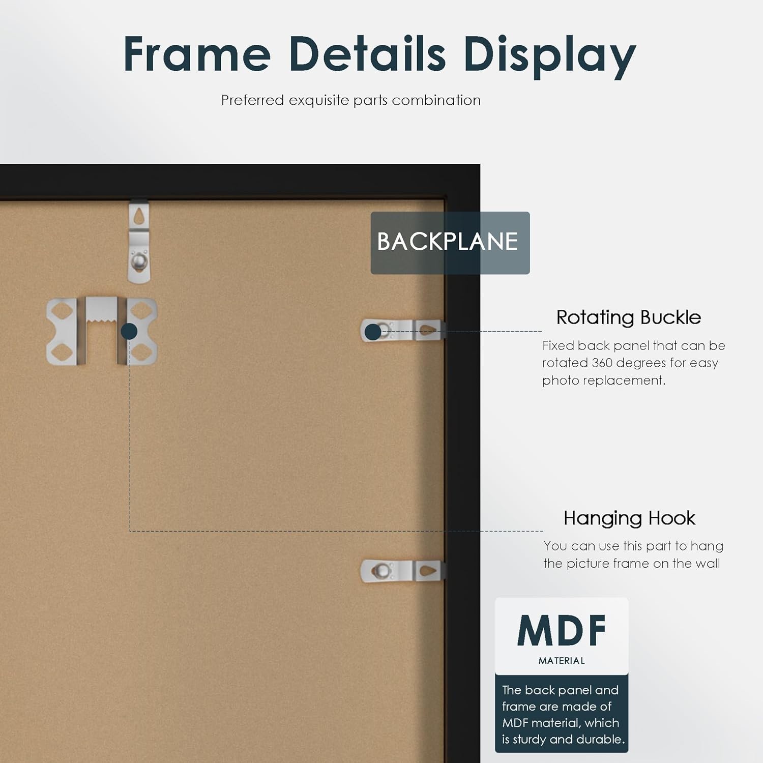 18X24 Frame 5 Pack, Black Poster Frames 18 X 24 for Horizontal or Vertical Wall