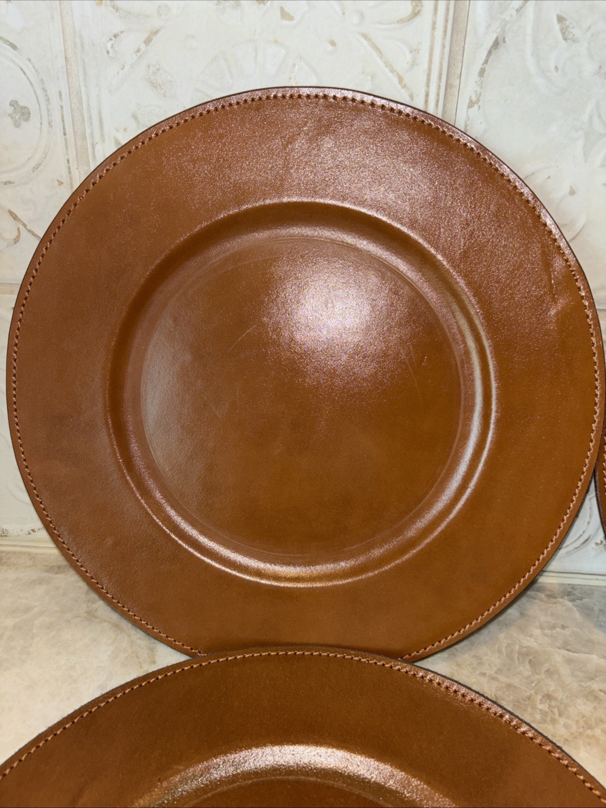 Genuine Cowhide Saddle Plate Charger Leather TC Co Set Of 6 $120