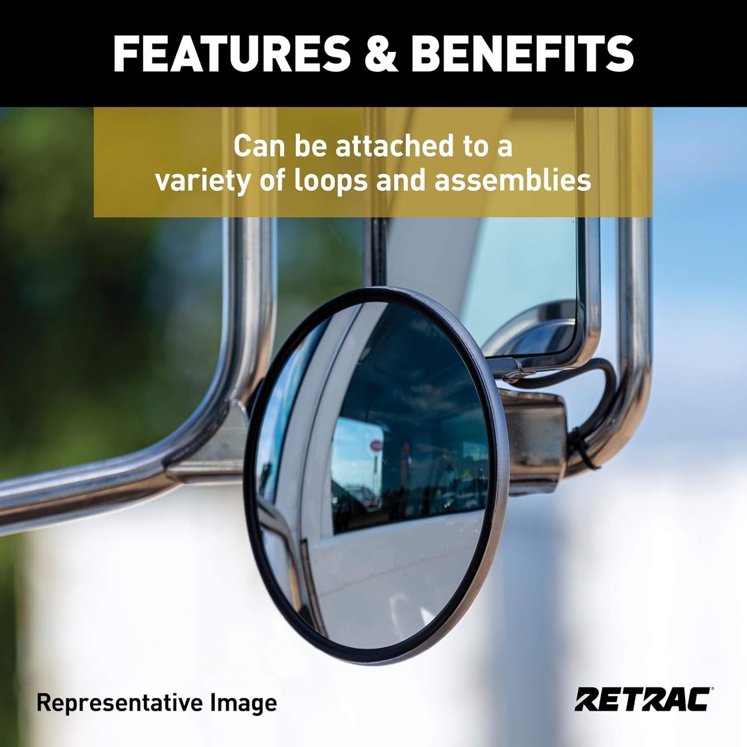 8-Inch Stainless Steel Convex Mirror Head with J-Bracket for Trucks & RVs
