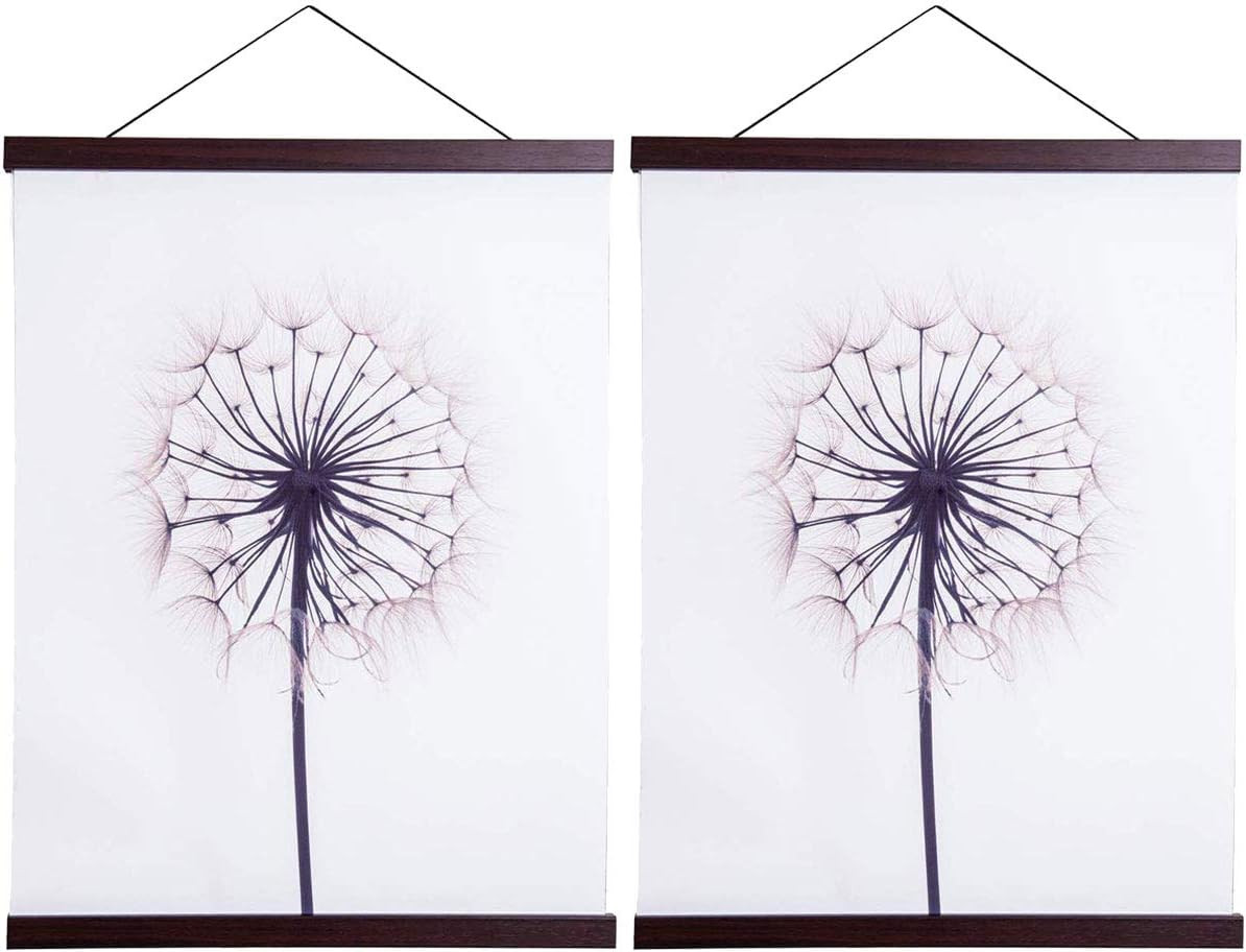 2 Pack Magnetic Poster Hanger Frame, 12X18 12X16 12X24 Light Wood Wooden Magnet