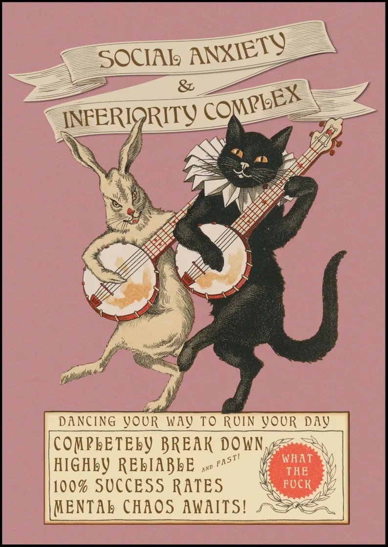 Social Anxiety and Inferiority Complex Funny Poster Mental Health Wall Art Print