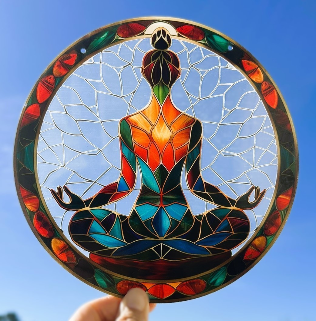New Suncatcher Meditation 8&Prime; Round Namaste Combined Shipping Gift