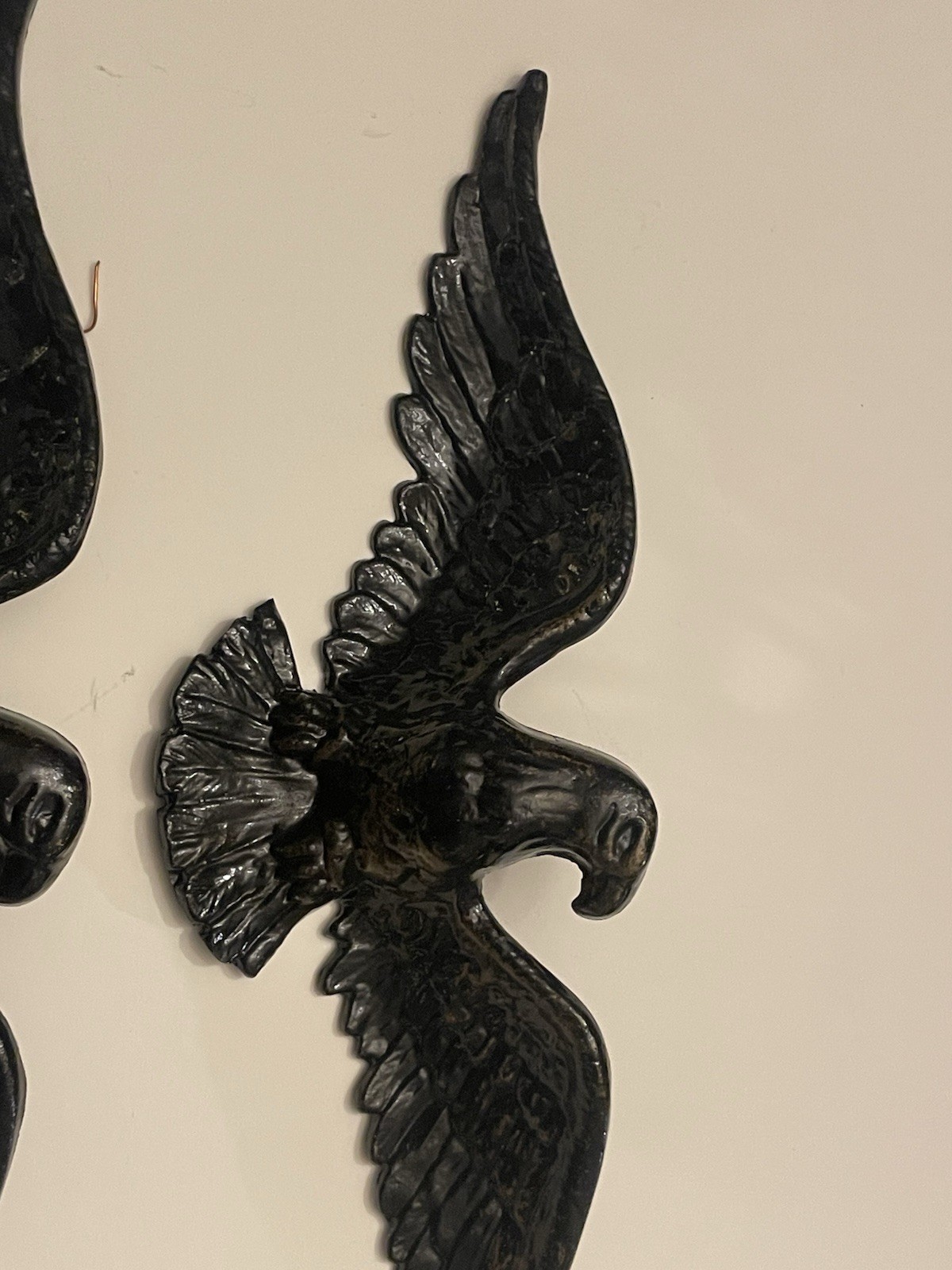 VINTAGE EAGLES SPREAD WINGS. Front Door House Wall Hanger Cast Iron? 17&Prime; inches