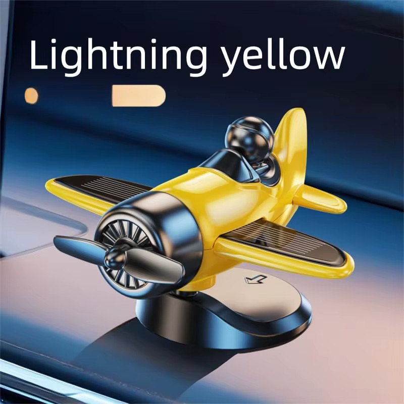 Solar Powered Rotating Airplane Car Dashboard Ornament 360° Auto Spin Decor Airp