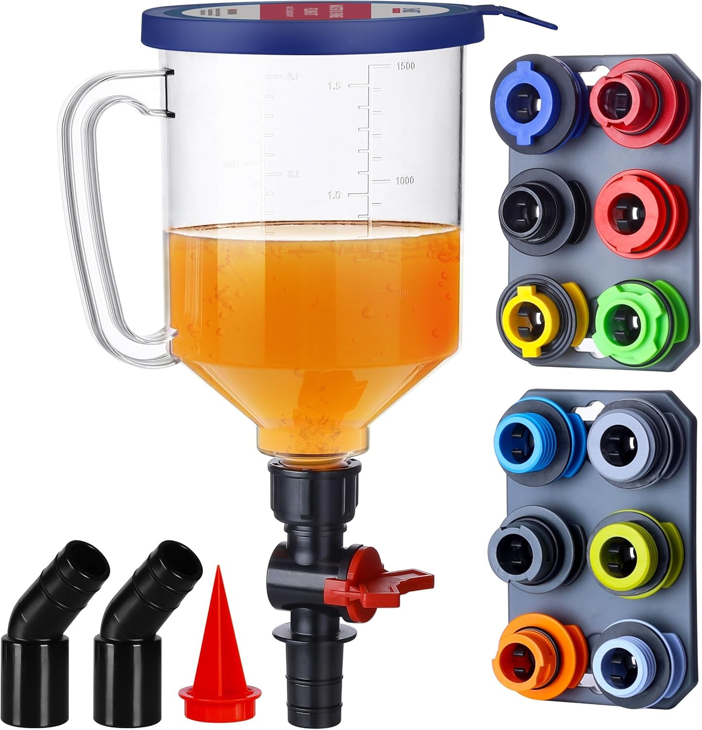 Spill-Proof Oil Change Funnel Kit with 12 Adapters and Magnetic Boards