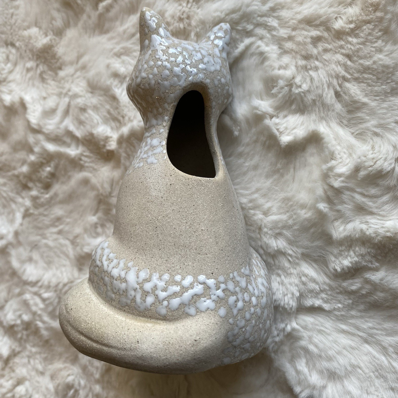 Anthropologie Woodland Bud Vase Fox Whimsical Stoneware 5.75×4 Inch New In Box