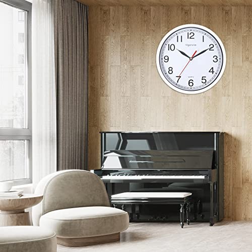 Wall Clock, 8 Inch Silent Sweep Movement Accurate 8 inch White No Temperature
