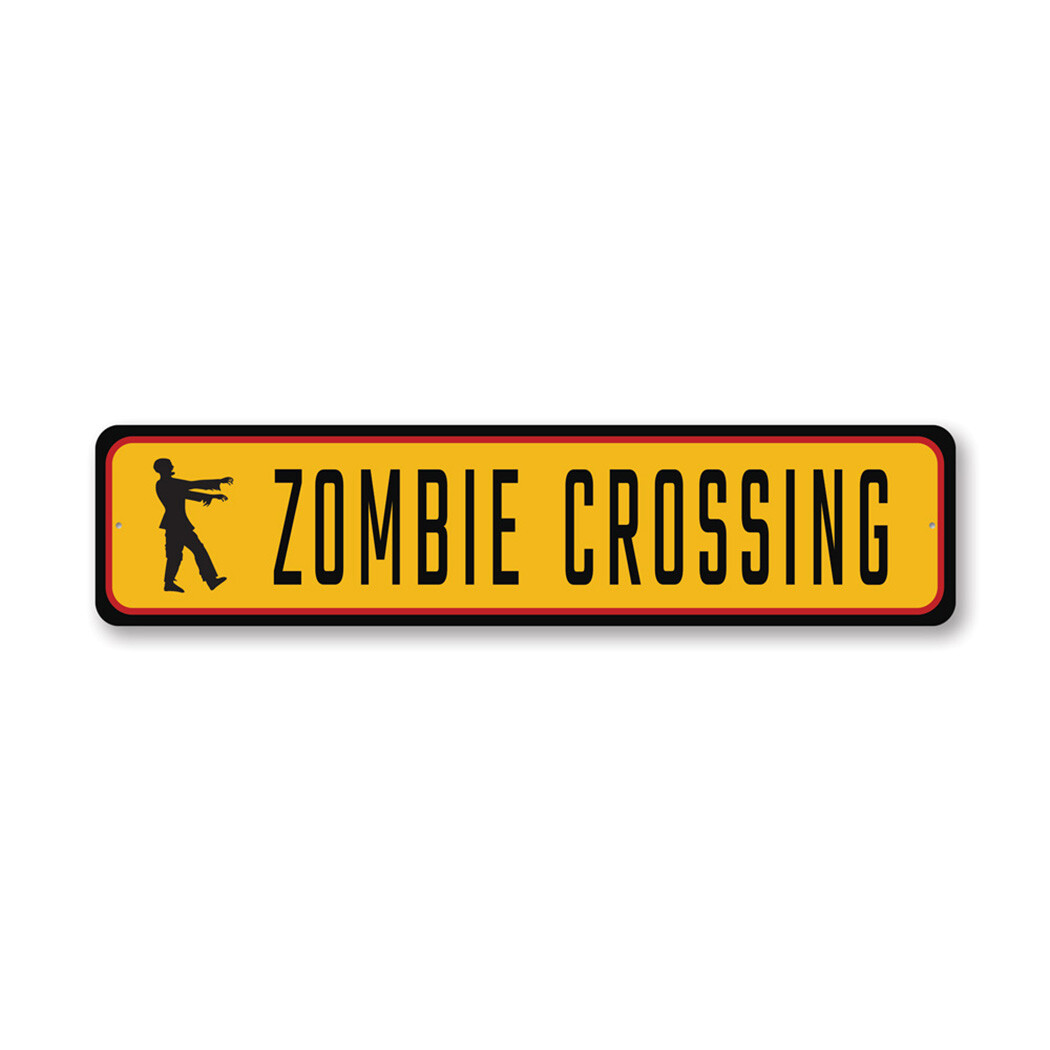 Zombie Crossing Street Metal Sign