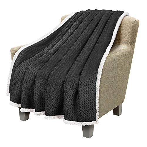 Sherpa Throws Blanket, Super Soft Comfy Fluffy Sherpa Throw (50×60 Inch) Black