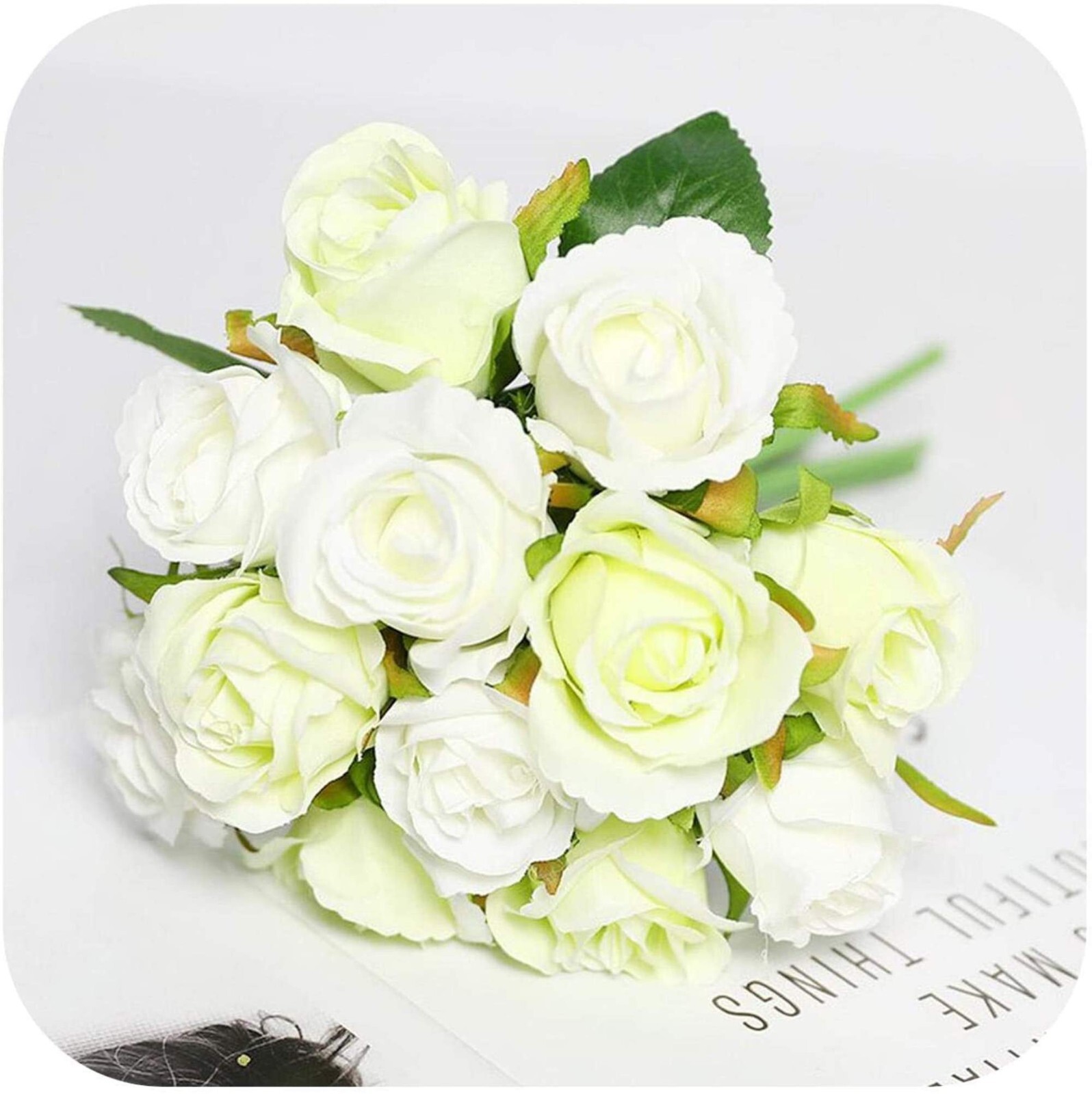 24pcs Silk Roses Artificial Flowers Decoration Wedding Party Office Decoration