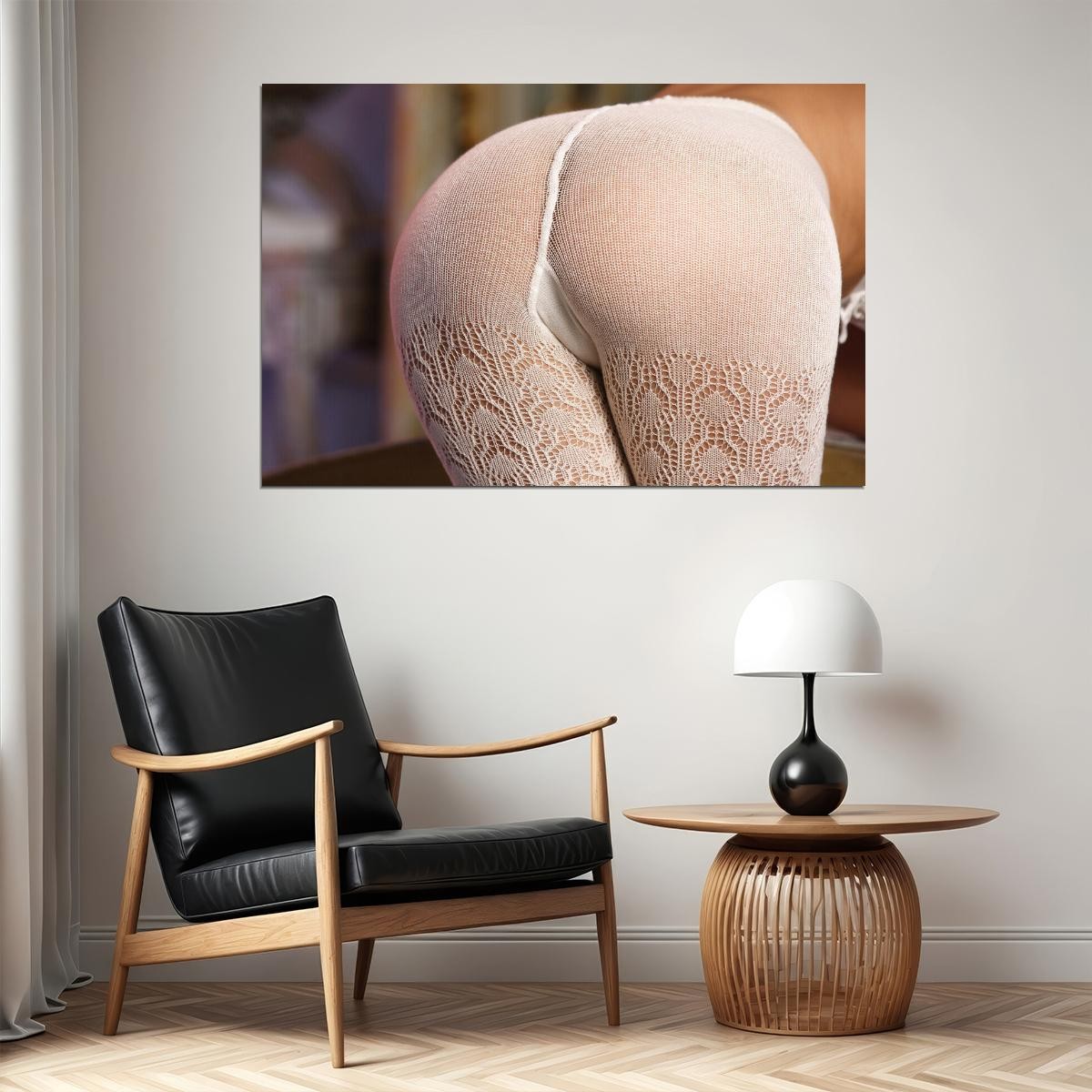 366267 Nice Ass Bent Over Woman Butt Stockings Art Decor Print Poster